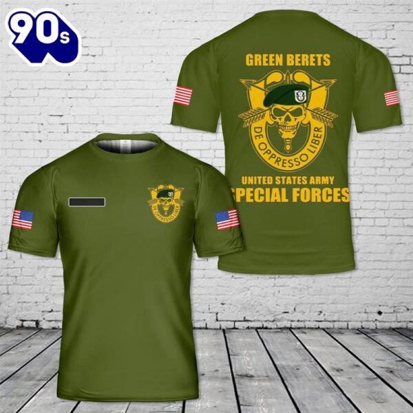 Custom Name US Army Green Beret Special Forces T-Shirt 3D