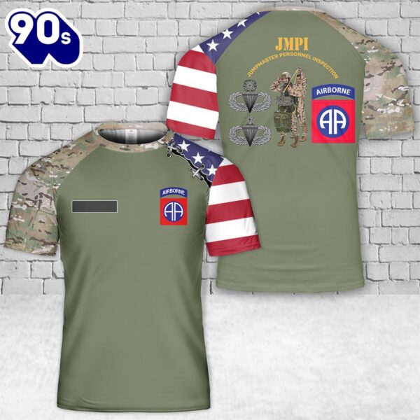 Custom Name US Army JumpMaster Personnel Inspection (JMPI) 82nd Airborne Div T-Shirt 3D
