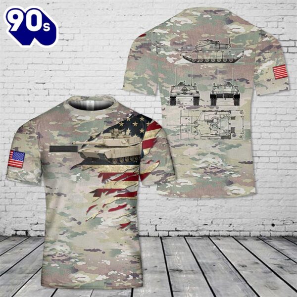 Custom Name US Army M1 Abrams T-Shirt 3D