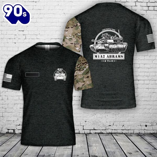 Custom Name US Army M1A2 Abrams MBT T-Shirt 3D