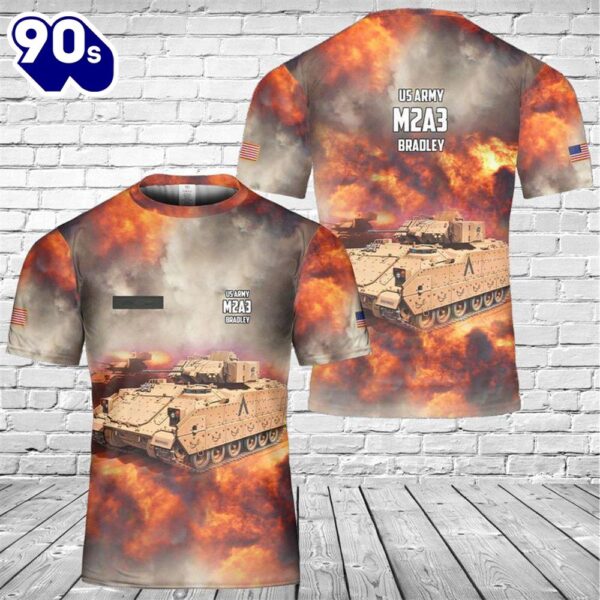 Custom Name US Army M2A3 Bradley T-Shirt 3D