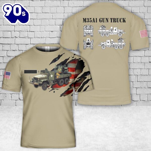 Custom Name US Army M35A1 Gun Truck Vietnam T-Shirt 3D