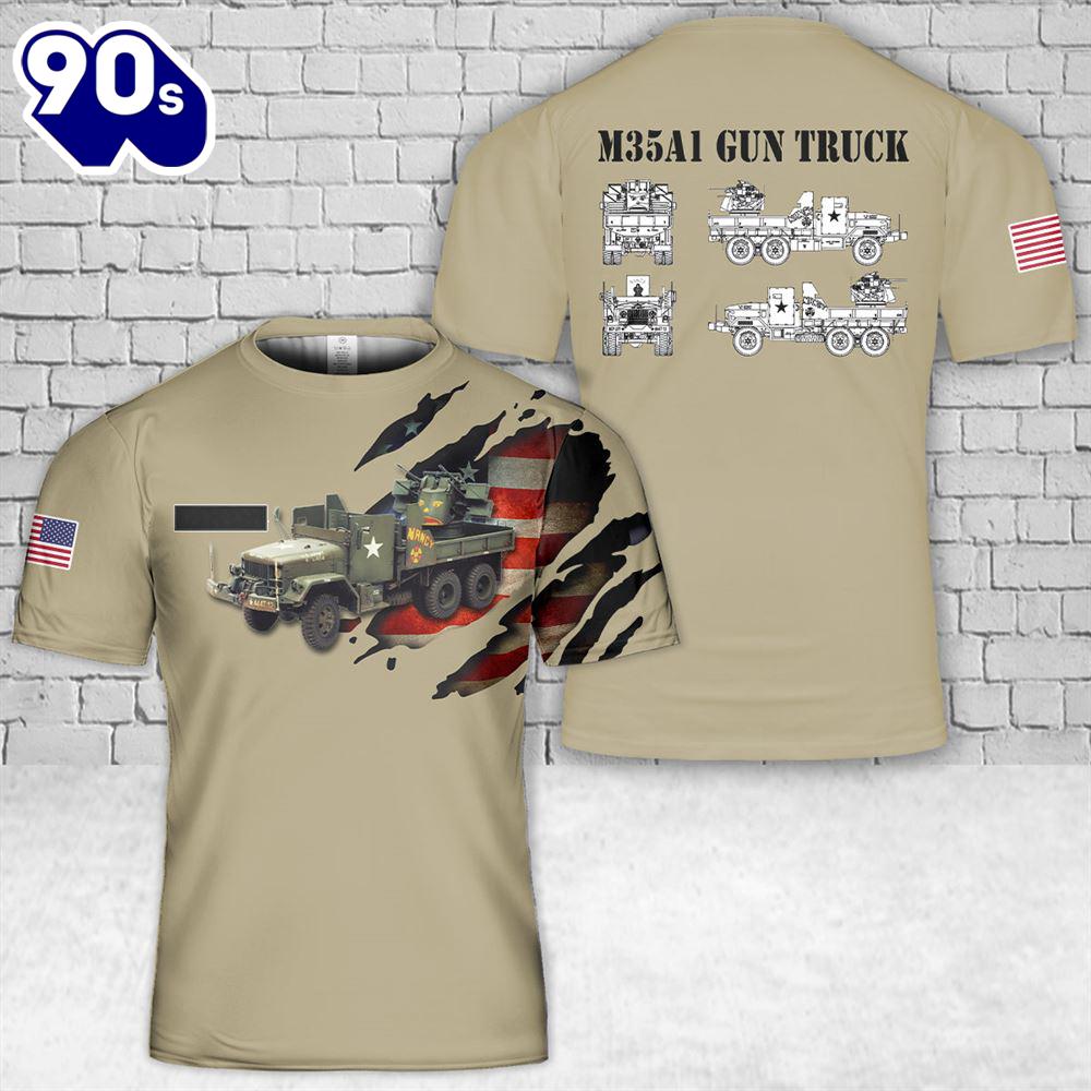 Custom Name US Army M35A1 Gun Truck Vietnam T-Shirt 3D Custom Name US Army M35A1 Gun Truck Vietnam T-Shirt 3D