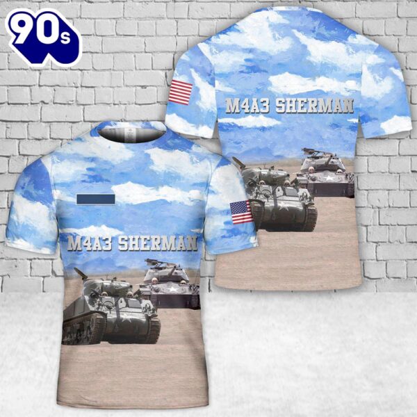 Custom Name US Army M4A3 Sherman T-Shirt 3D