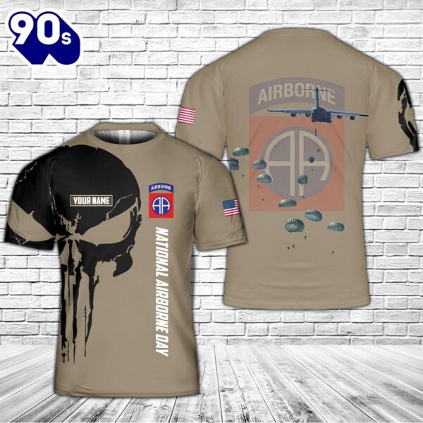 Custom Name US Army National Airborne Day, 82nd Airborne Division 3D T-shirt 1