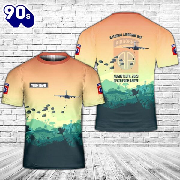 Custom Name US Army National Airborne Day, 82nd Airborne Division 3D T-Shirt