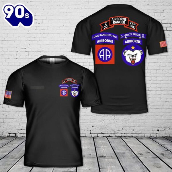 Custom Name US Army O Company (ARTIC RANGER), 75th Infantry (AIRBORNE) T-Shirt 3D