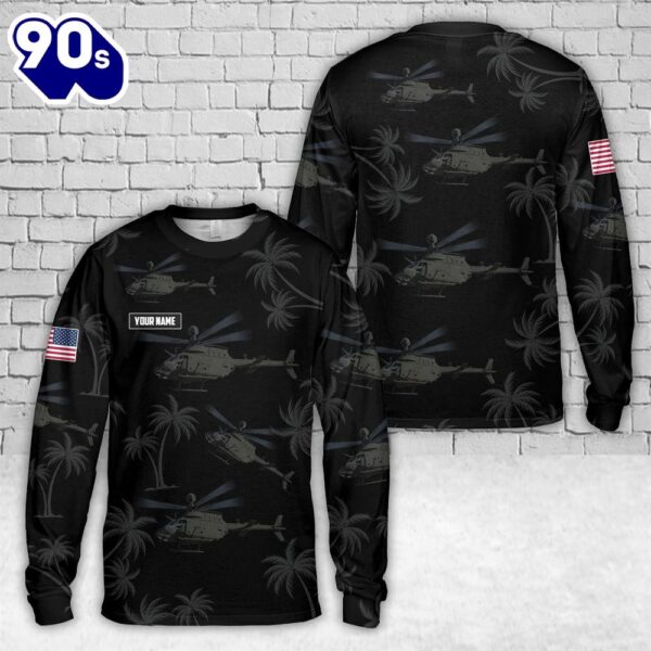 Custom Name US Army OH-58D Kiowa Warrior AOP Long Sleeve Shirt 1