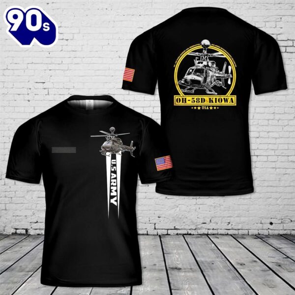 Custom Name US Army OH-58D Kiowa Warrior T-Shirt 3D