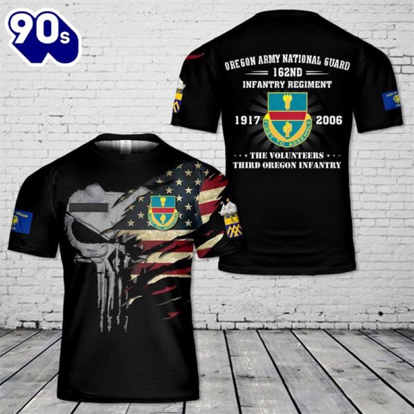 Custom Name US Army Oregon Army National Guard 162nd Infantry Regiment T-Shirt 3D