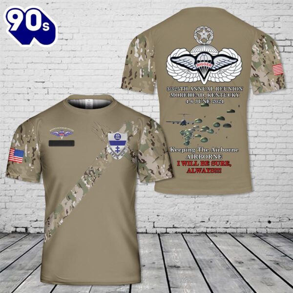 Custom Name US Army Paratroopers With The 3325 Airborne Battalion Combat Team, Master Parachutist Wing T-Shirt 3D 2