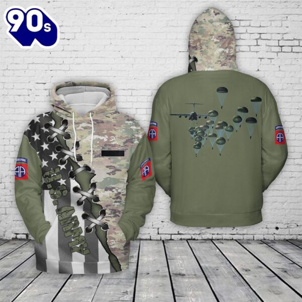 Custom Name US Army Paratroopers With The 82nd Airborne Division Parachute Hoodie 3D