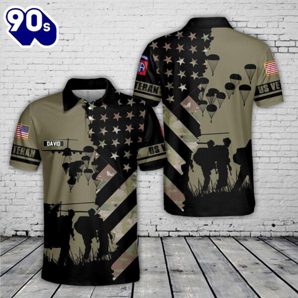 Custom Name US Army Paratroopers With The 82nd Airborne Division Parachute Polo Shirt – Veteran Polo Shirt