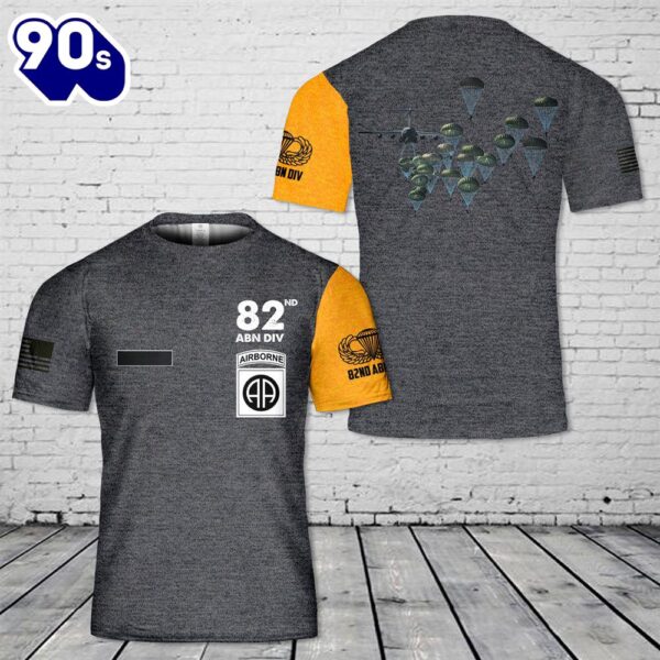 Custom Name US Army Paratroopers With The 82nd Airborne Division Parachute T-Shirt 3D 1