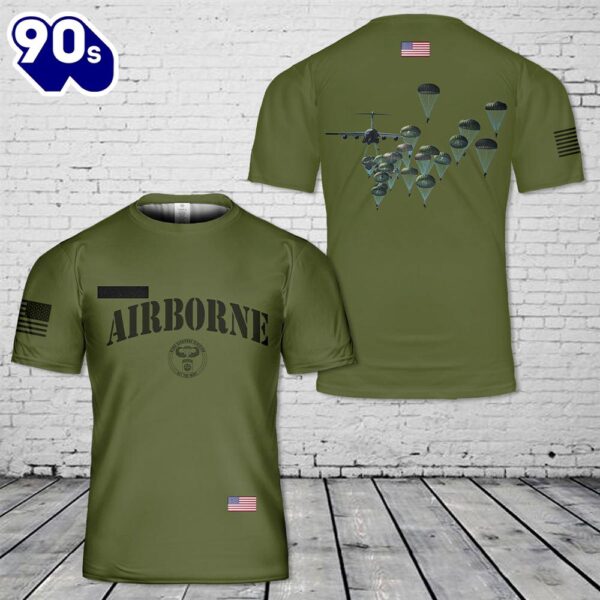 Custom Name US Army Paratroopers With The 82nd Airborne Division Parachute T-Shirt 3D 2