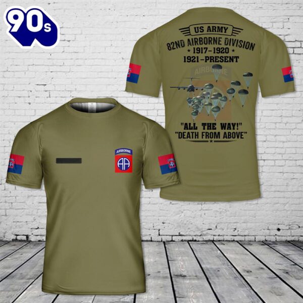 Custom Name US Army Paratroopers With The 82nd Airborne Division Parachute T-Shirt 3D 5