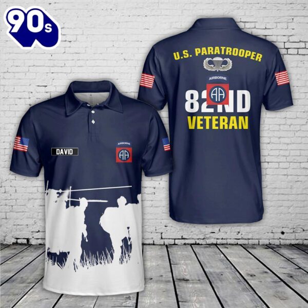 Custom Name US Army Paratroopers With The 82nd Airborne Division Parachute Veteran Polo Shirt – Veteran Polo Shirt