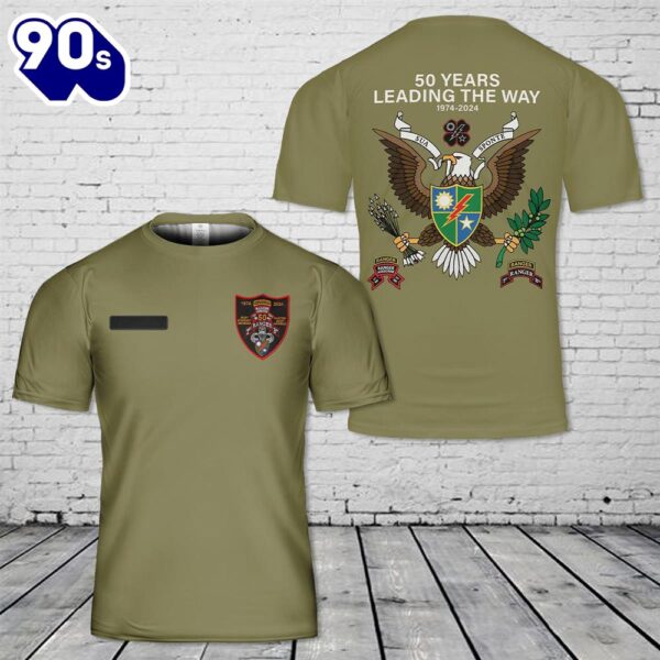 Custom Name US Army Ranger – 1st Battalion, 75th Infantry Regiment – 50 Year Anniversary Patch (1974-2024) T-Shirt 3D