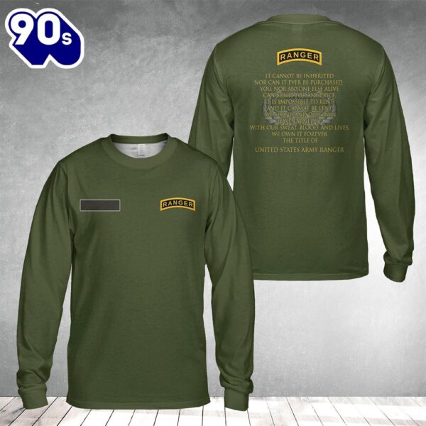 Custom Name US Army Ranger AOP Long Sleeve Shirt