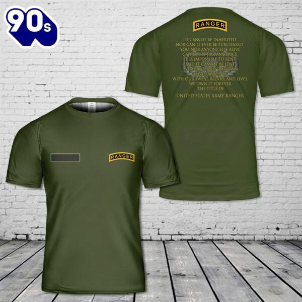Custom Name US Army Ranger T-Shirt 3D