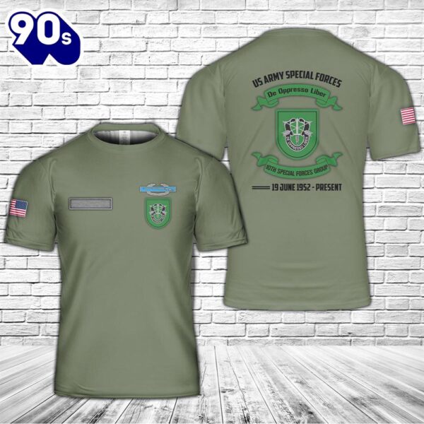 Custom Name US Army Special 10th Special Forces Group (10th SFG) CIB T-Shirt 3D