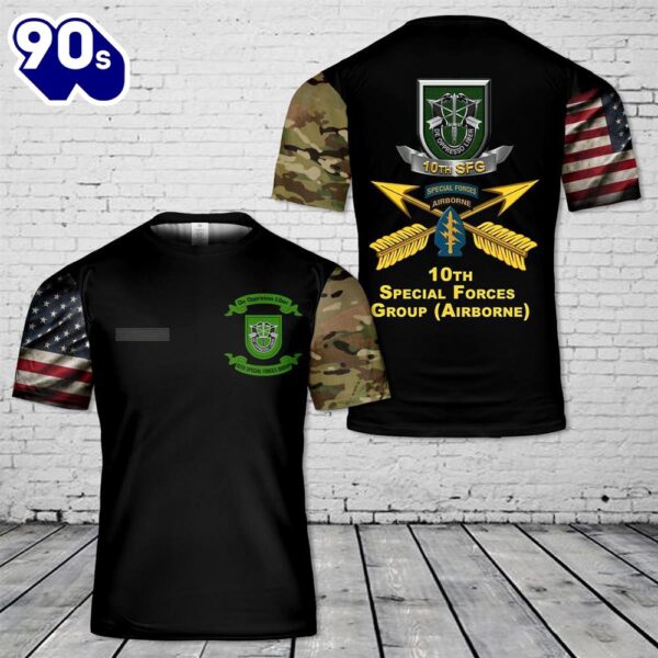 Custom Name US Army Special 10th Special Forces Group (10th SFG)(A)) T-Shirt 3D