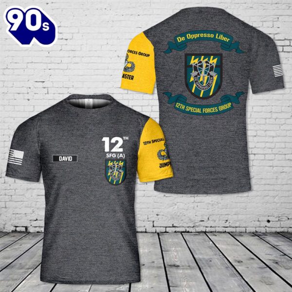Custom Name US Army Special 12th Special Forces Group (12th SFG)(A) T-Shirt 3D