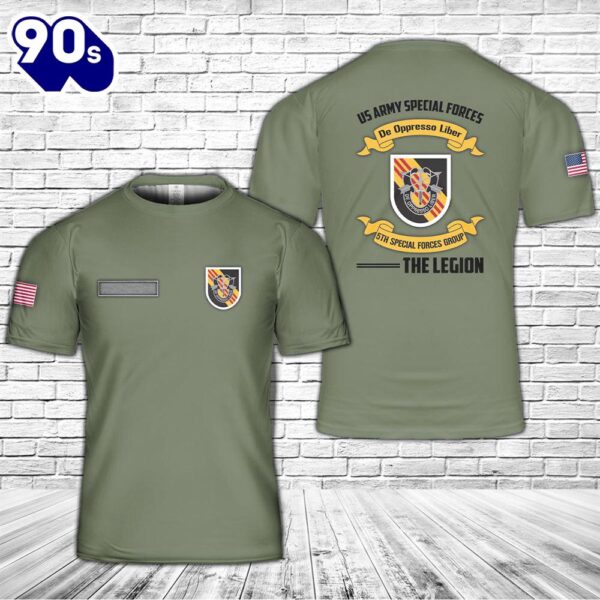 Custom Name US Army Special 5th Special Forces Group (5th SFG)(A) T-Shirt 3D 2