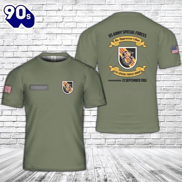 Custom Name US Army Special 5th Special Forces Group (5th SFG)(A) T-Shirt 3D 3