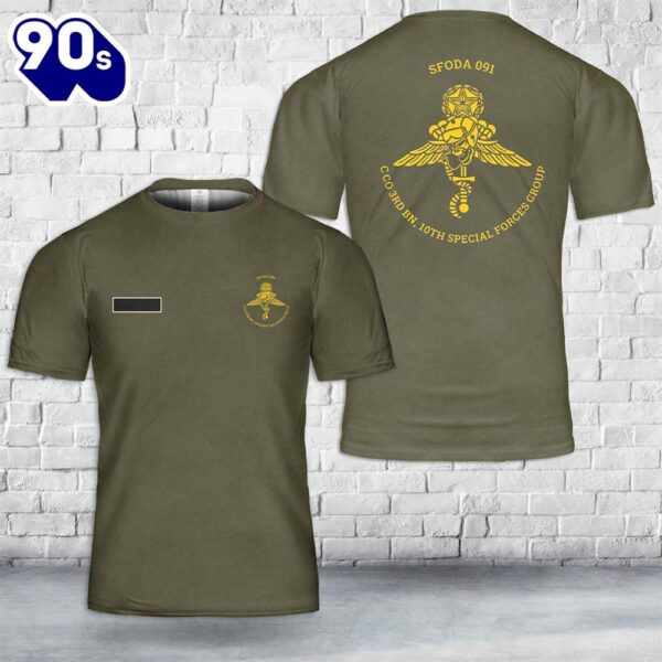 Custom Name US Army – Special Forces 10th SFG ODA 091 3rd Bn Charlie Co T-Shirt 3D