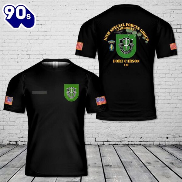 Custom Name US Army Special Forces 10th Special Forces Group (Airborne) (10th SFG (A)) T-Shirt 3D