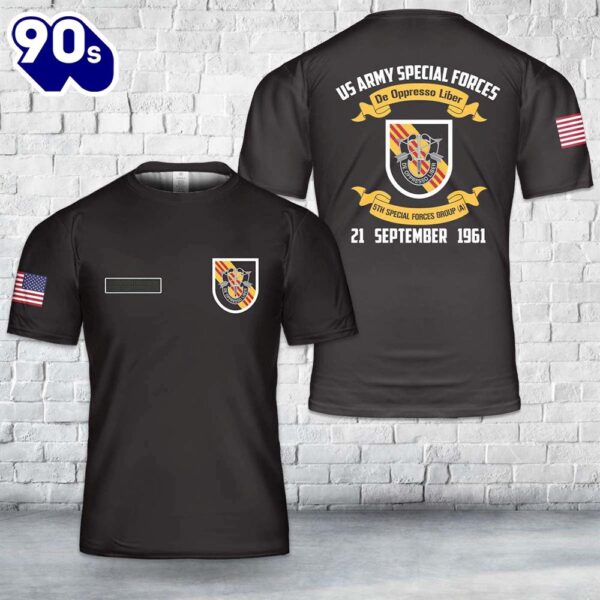 Custom Name US Army Special Forces 5th Special Forces Group (Airborne) (5th SFG (A)) T-Shirt 3D