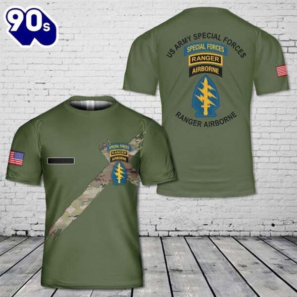 Custom Name US Army Special Forces Airborne Ranger T-Shirt 3D