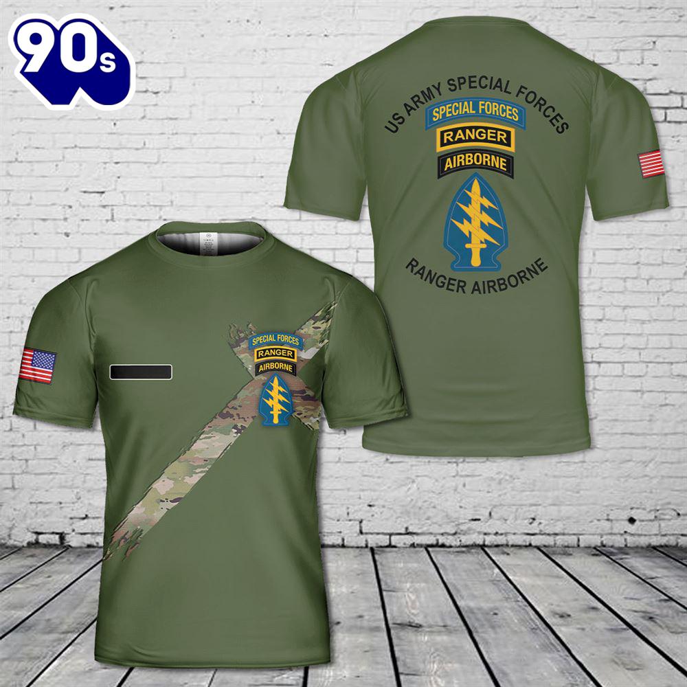 Custom Name US Army Special Forces Airborne Ranger T-Shirt 3D Custom Name US Army Special Forces Airborne Ranger T-Shirt 3D
