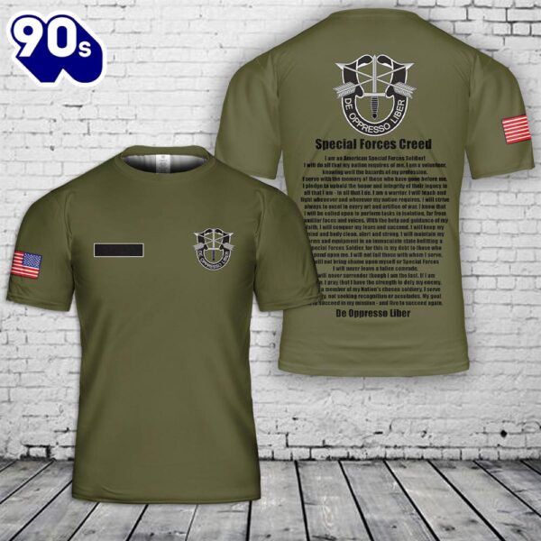 Custom Name US Army Special Forces Creed T-Shirt 3D