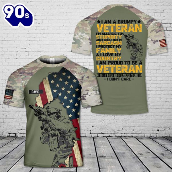 Custom Name US Army Veteran 3D T-Shirt 1