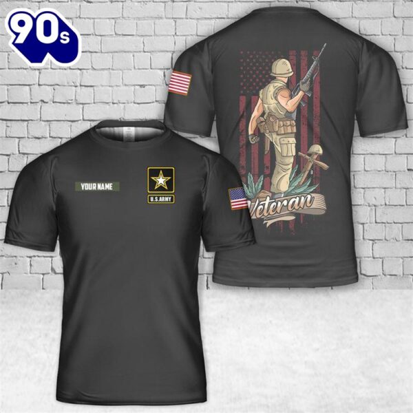 Custom Name Us Army Veteran Day Fallen Soldiers 3D T-shirt