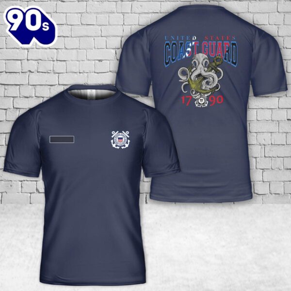 Custom Name US Coast Guard 1790 T-Shirt 3D , Veteran Shirt