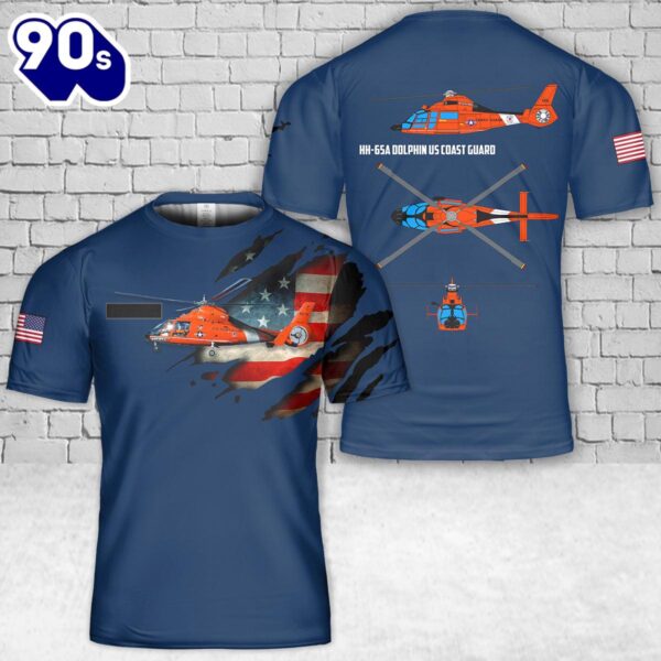 Custom Name US Coast Guard HH-65A Dolphin T-Shirt 3D , Veteran Shirt