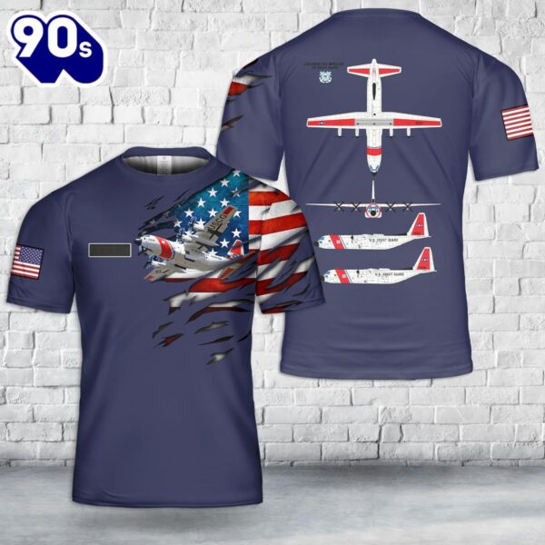 Custom Name US Coast Guard Lockheed C-130 Hercules T-Shirt 3D , Veteran Shirt