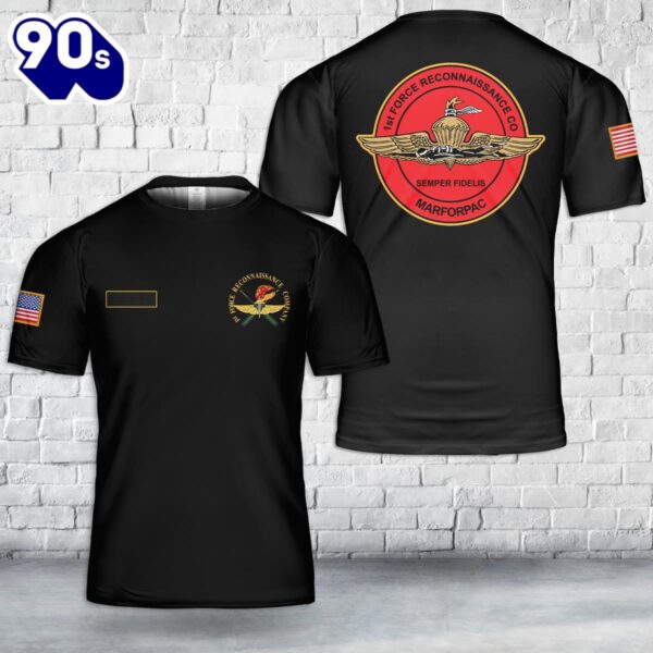 Custom Name US Marine Corps 1st Force Reconnaissance Company T-Shirt 3D , Veteran Shirt