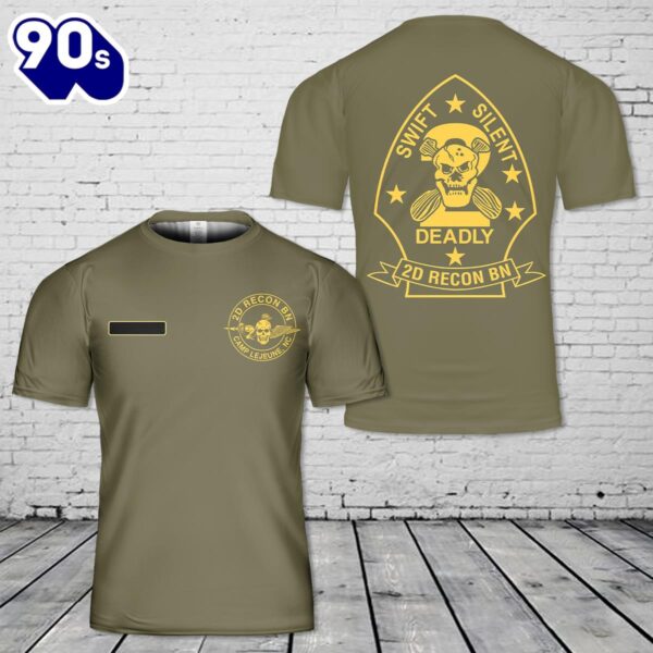 Custom Name US Marine Corps 2nd Reconnaissance Battalion (2nd Recon) T-Shirt 3D , Veteran Shirt