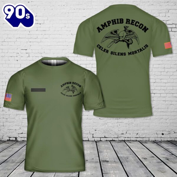 Custom Name US Marine Corps Amphibious Reconnaissance T-Shirt 3D , Veteran Shirt