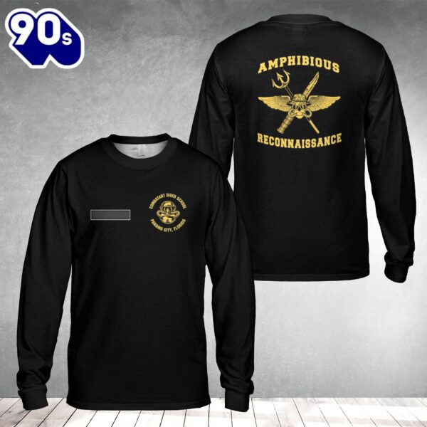 Custom Name US Marine Corps Combatant Diver School Panama City, FL AOP Long Sleeve Shirt , Veteran Shirt