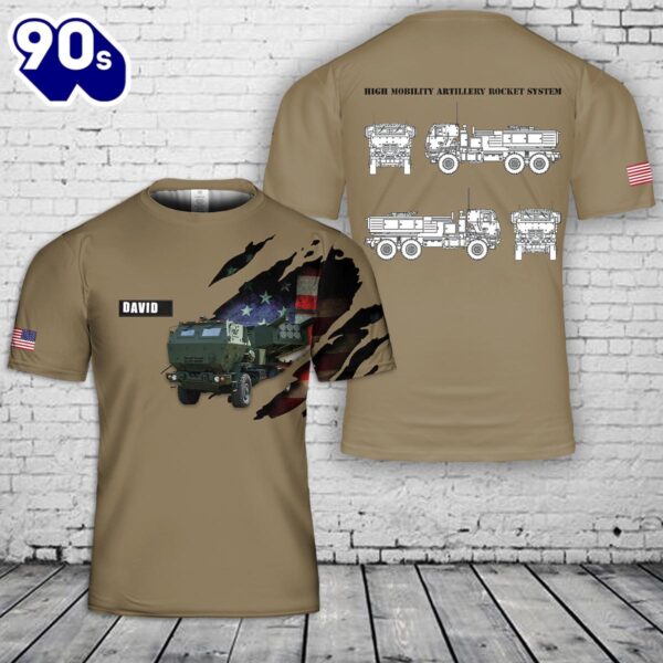 Custom Name U.S. Marine Corps High Mobility Artillery Rocket System M142 HIMARS T-Shirt 3D , Veteran Shirt