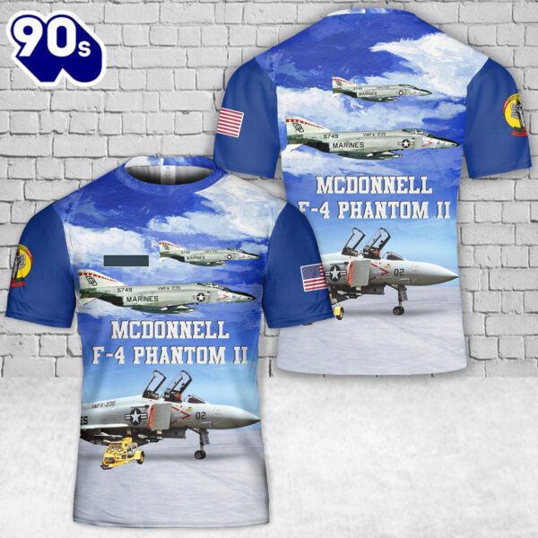 Custom Name US Marine Corps McDonnell F-4 Phantom II Of VMFA-235 T-Shirt 3D , Veteran Shirt