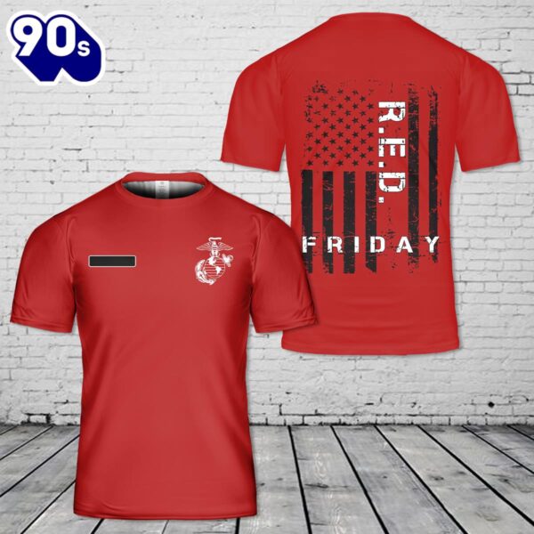 Custom Name US Marine Corps Red Friday T-Shirt 3D , Veteran Shirt