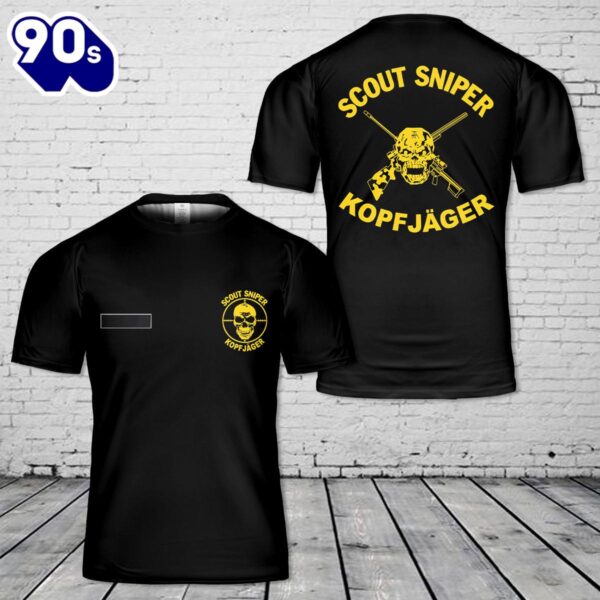 Custom Name US Marine Corps Scout Sniper Kopfjager T-Shirt 3D , Veteran Shirt