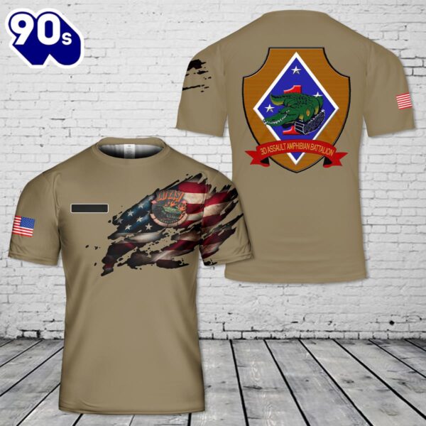 Custom Name U.S. Marine Corps YAT YAS-3rd Amphibious Assault BN T-Shirt 3D , Veteran Shirt