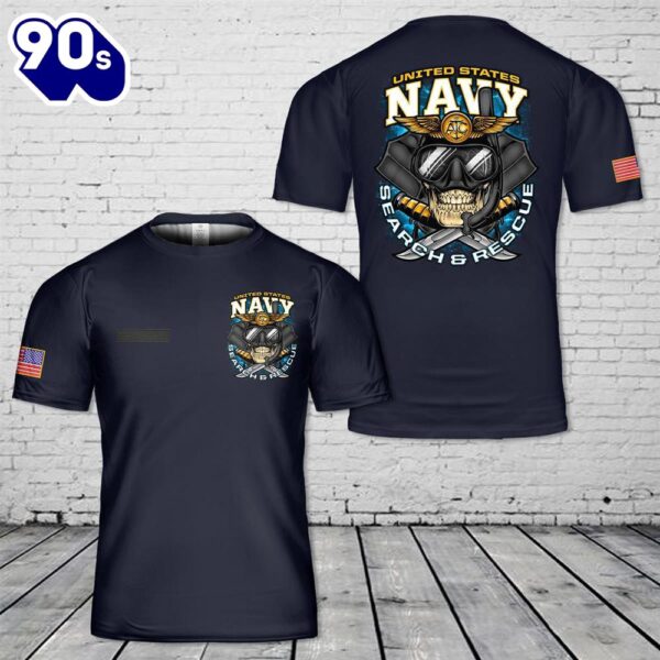 Custom Name US Navy Air Crew Rescue Swimmer T-Shirt 3D